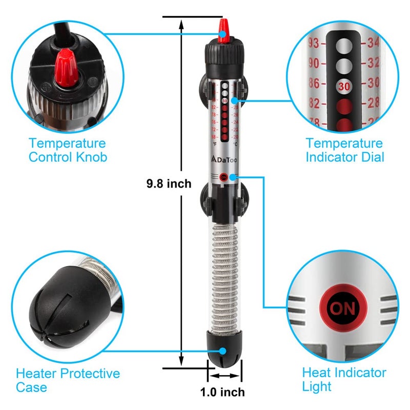 DaToo Aquarium Heater Fish Tank Heater Submersible 100 Watt, 1 Yr Warranty - Image 2